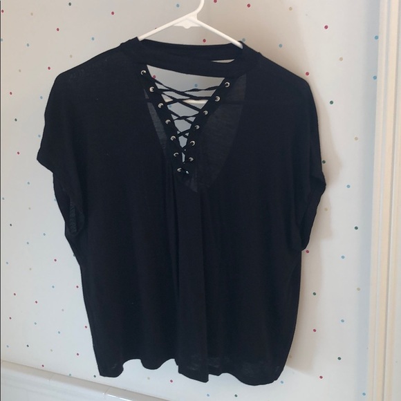 Sadie & Sage Tops - Black lace up shirt